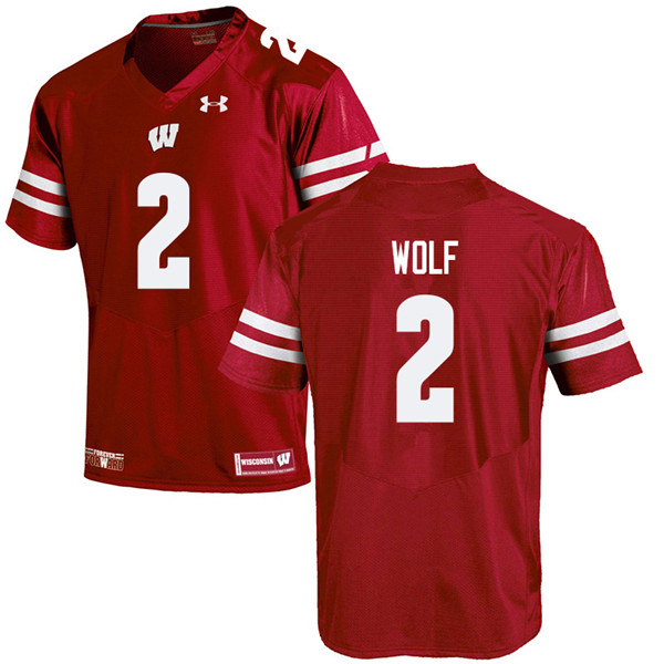 Men #2 Chase Wolf Wisconsin Badgers College Football Jerseys Sale-Red
